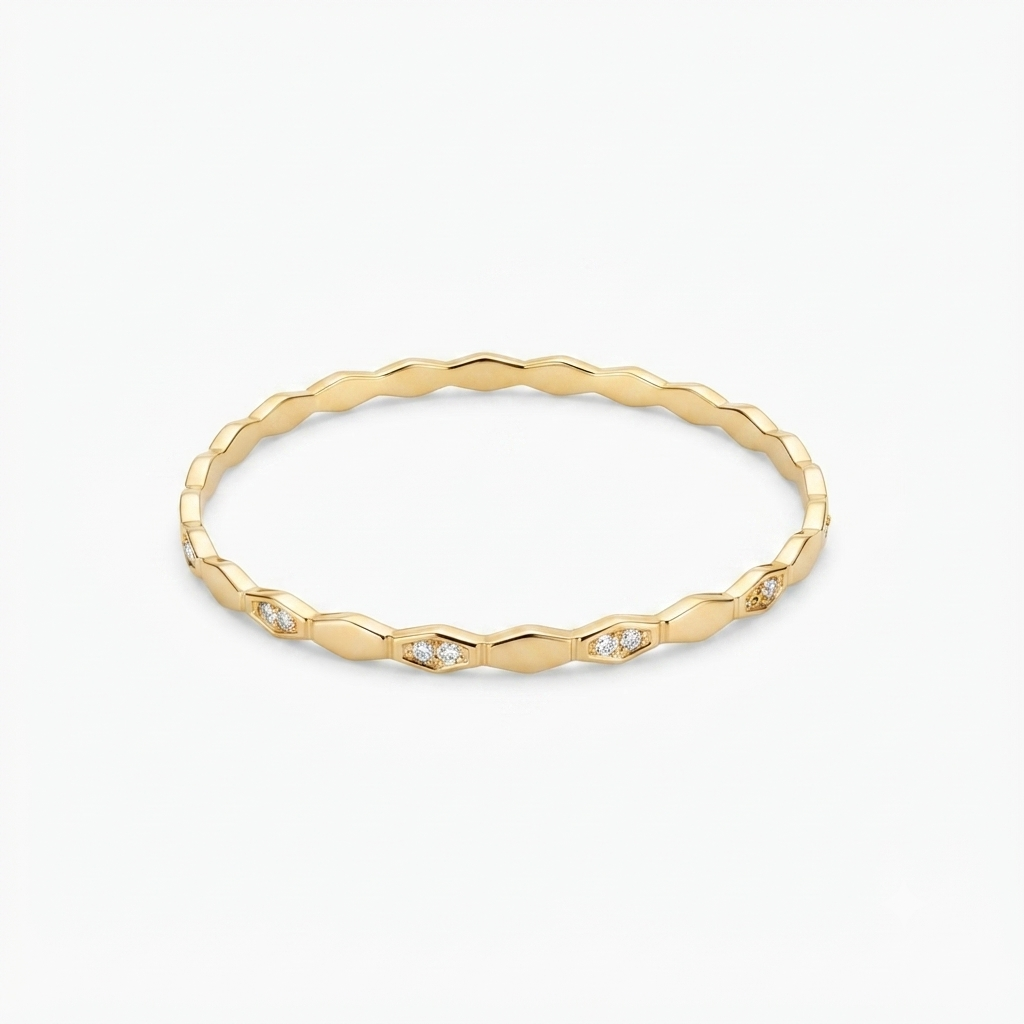 White Stone Gold Bangle