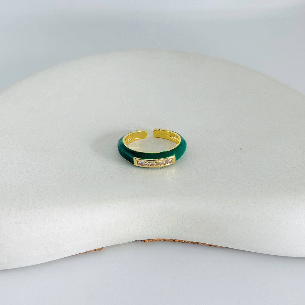 Green Stacy Gold Ring (Adjustable size)