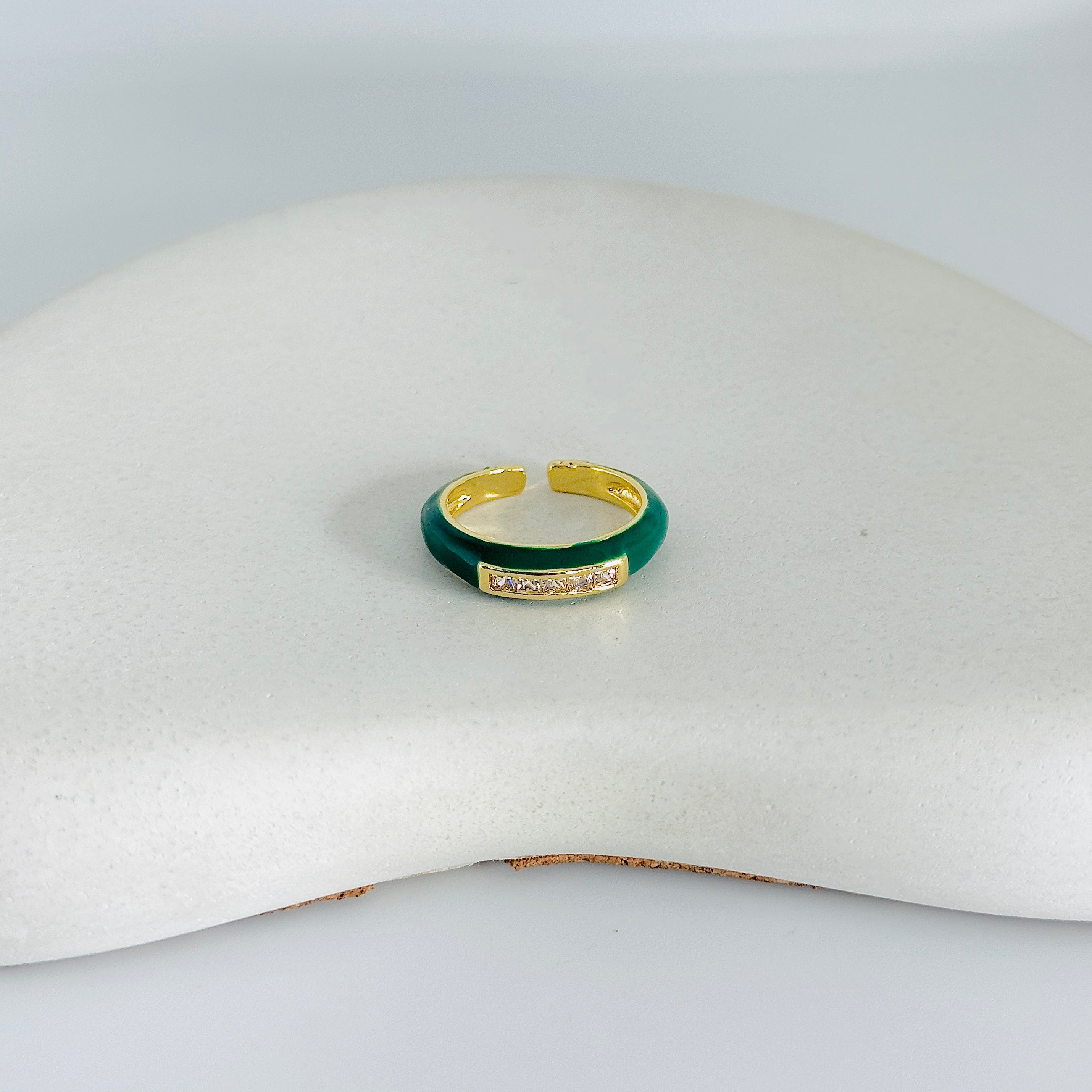 Green Stacy Gold Ring (Adjustable size)