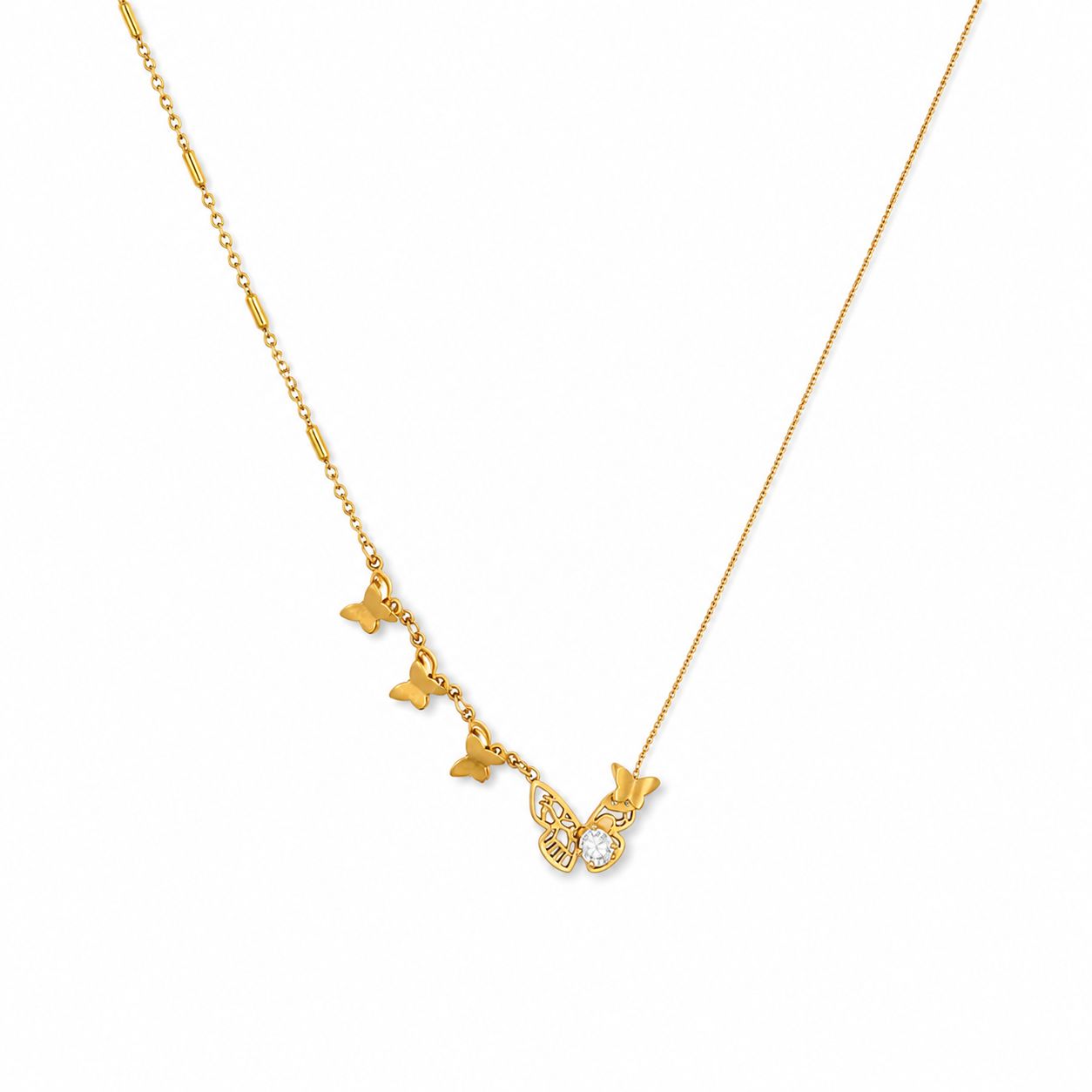 Butterfly Stone Gold Necklace