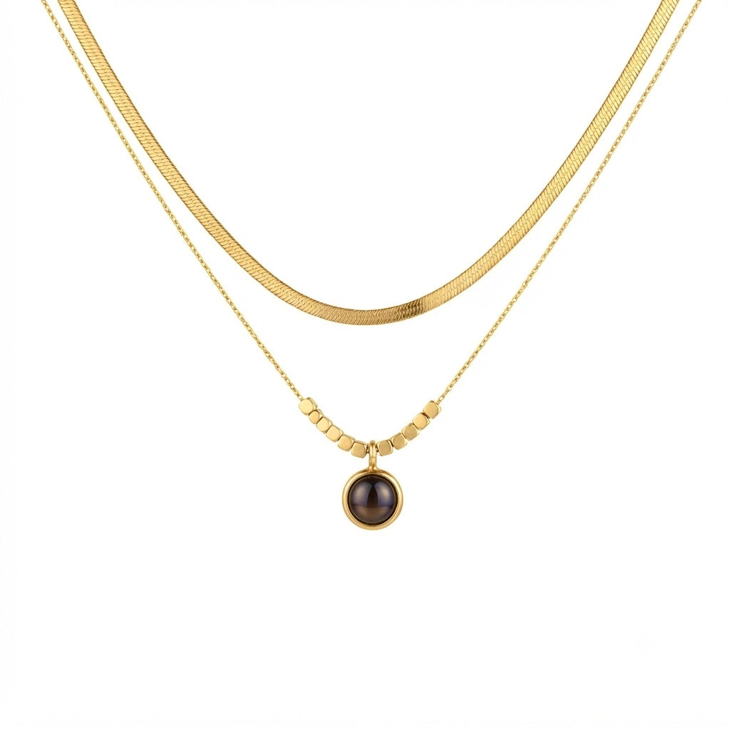 Round Pendant Layered Necklace