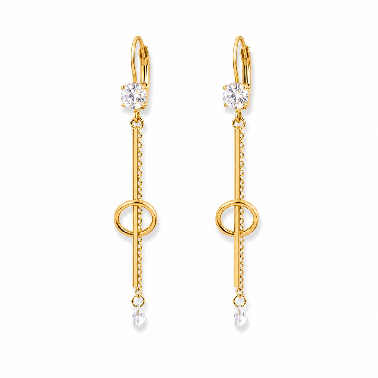 Stone Hanging Gold Earrings