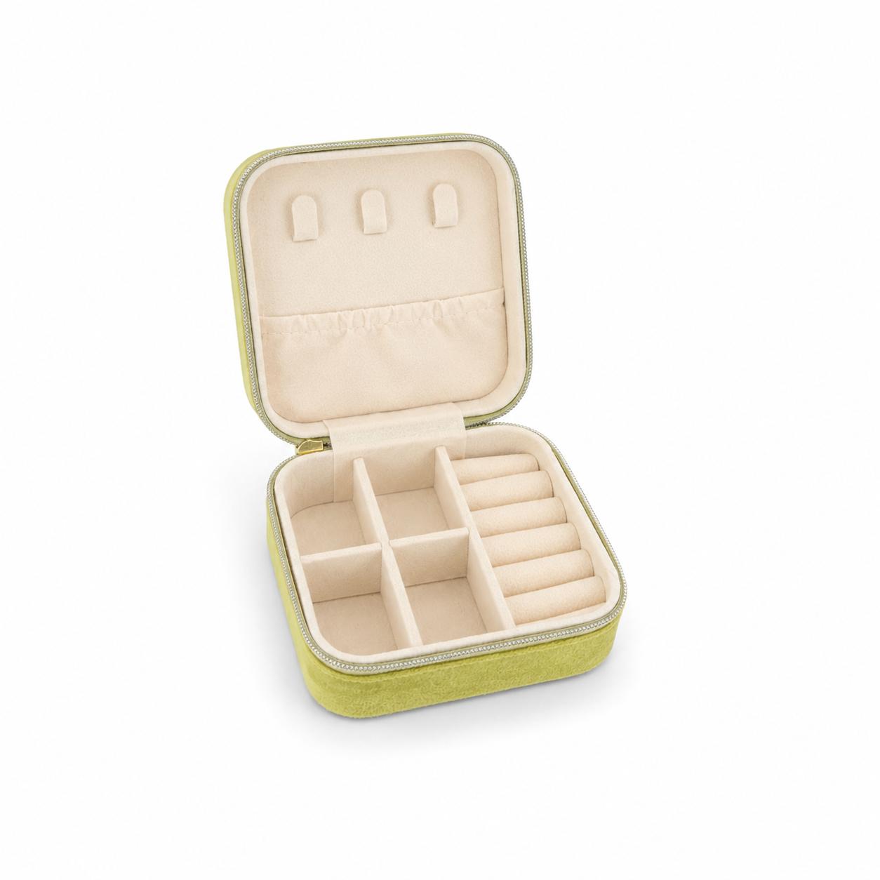 OIive Green Velvet Jewellery Box