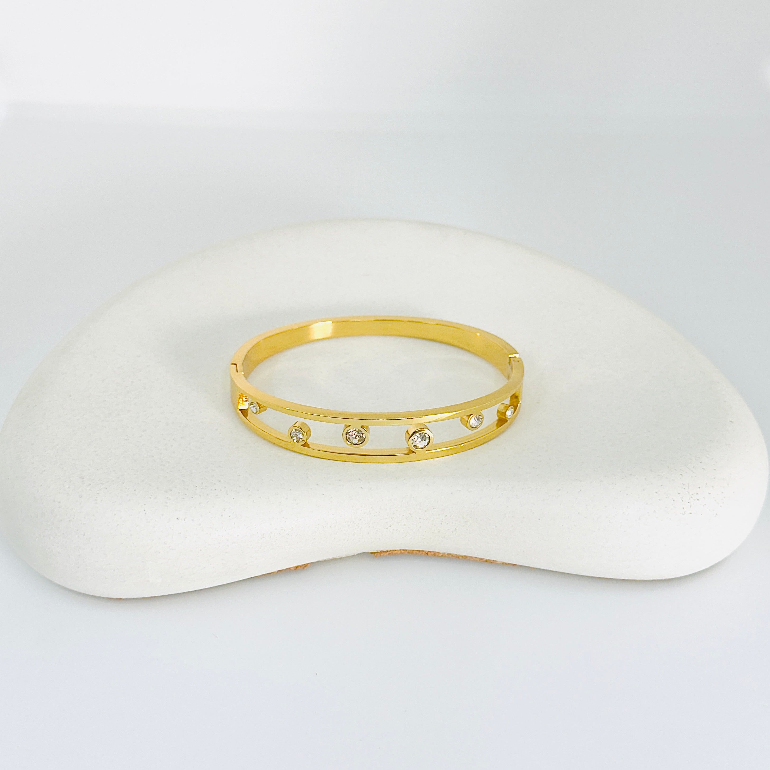 Lume Stone Gold Thin Wrist Bangle Bracelet
