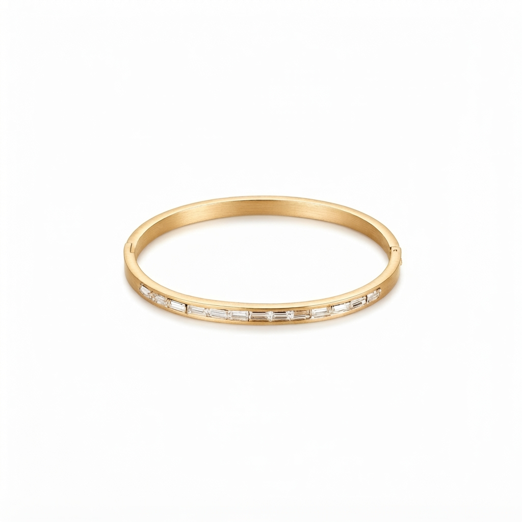 Crystal Stone Bangle Bracelet (Side Open)