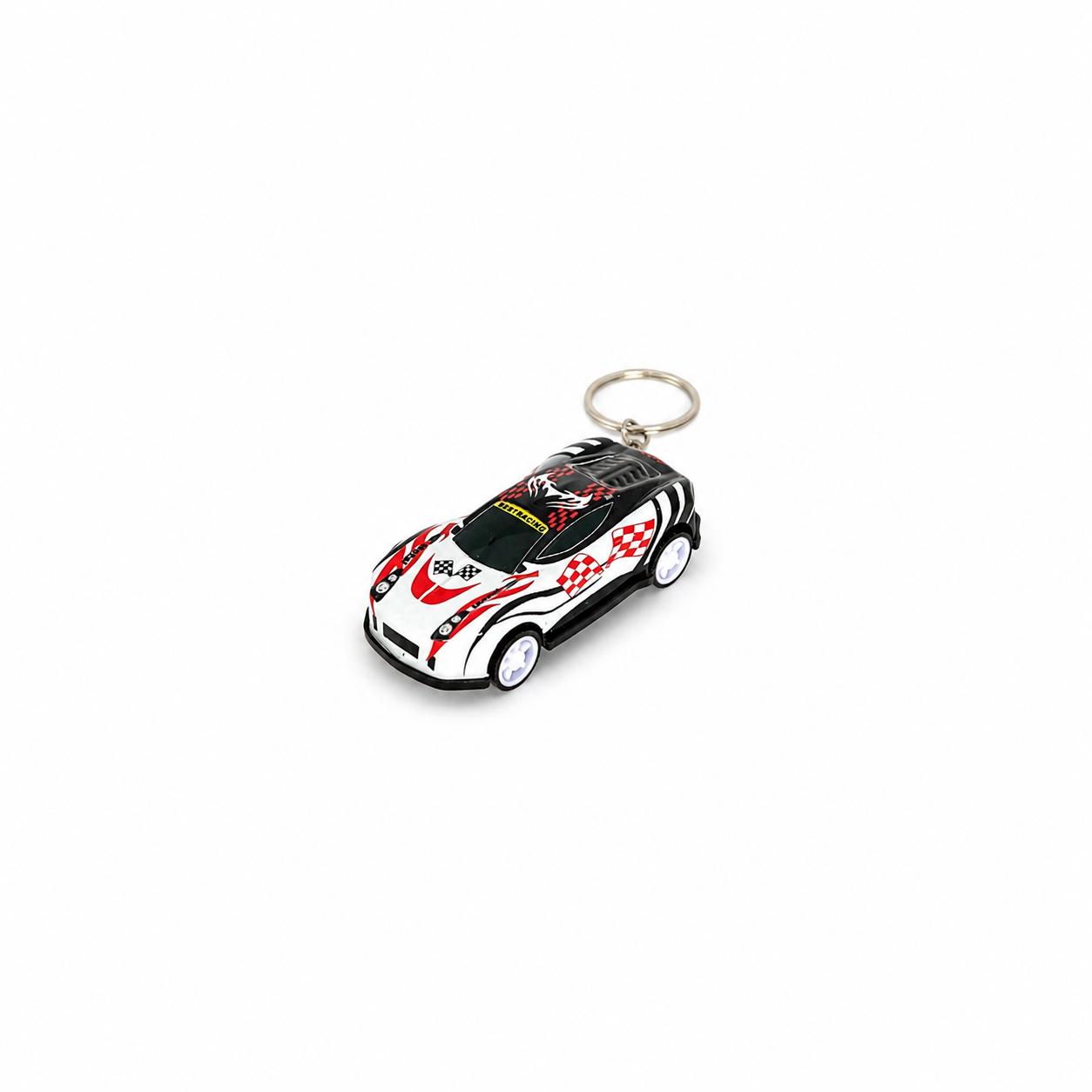 White Racing Car Keychain