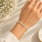 White Tennis Gold Bracelet