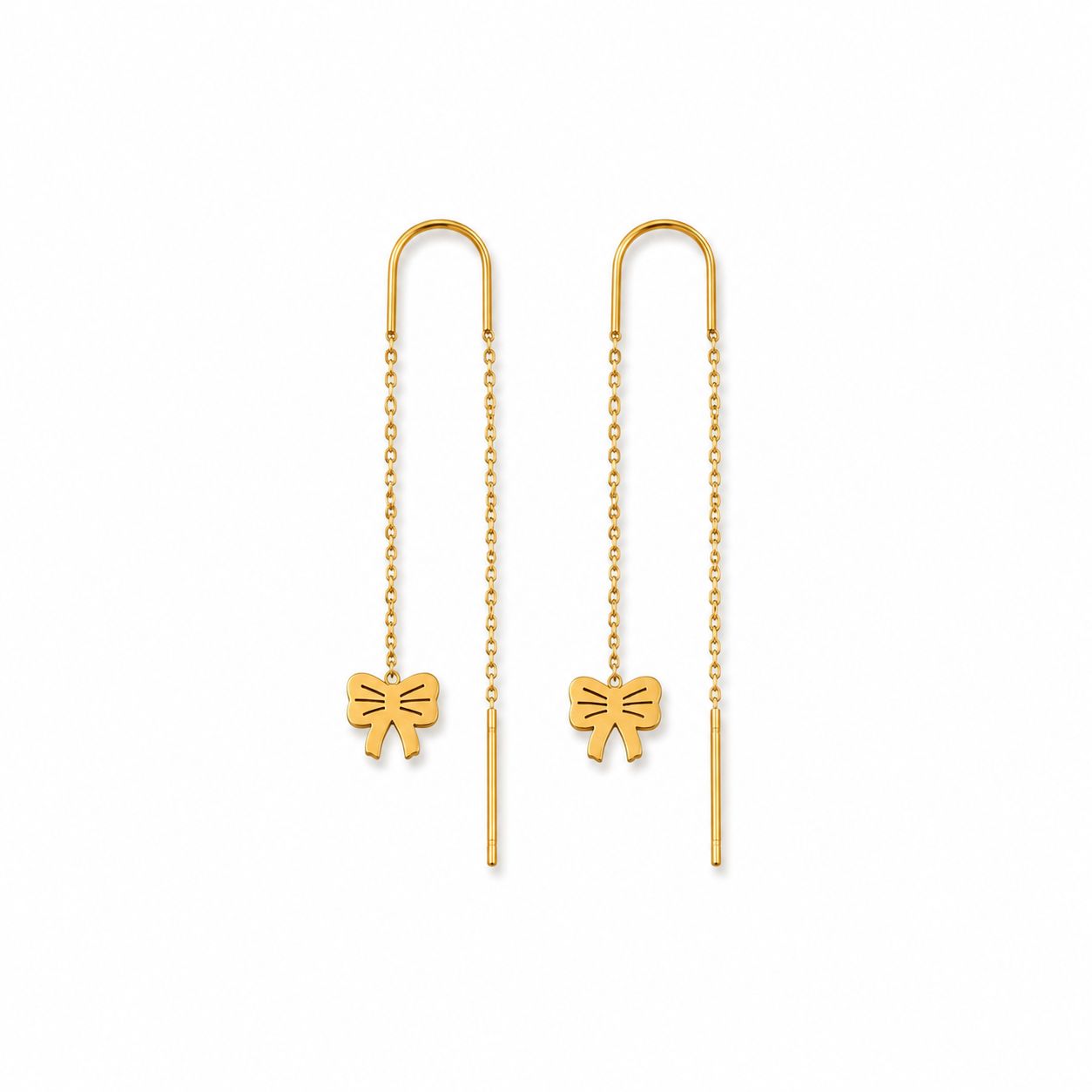 Bow Hanging Gold Earrings