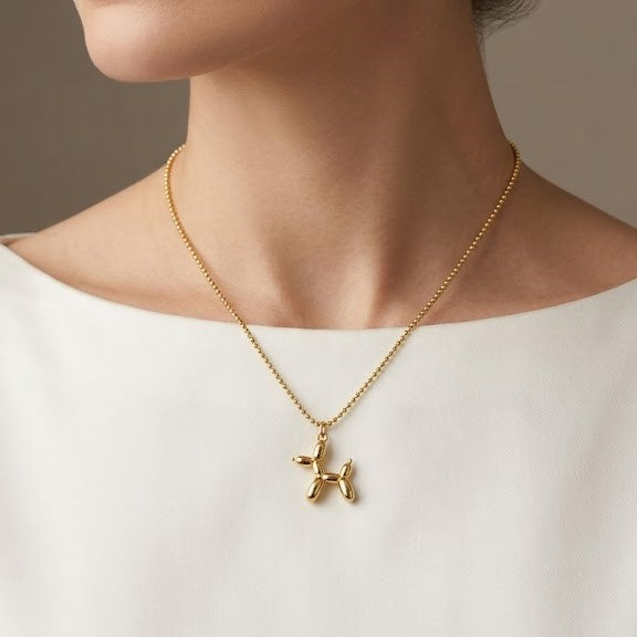 Balloon Pup Gold Necklace