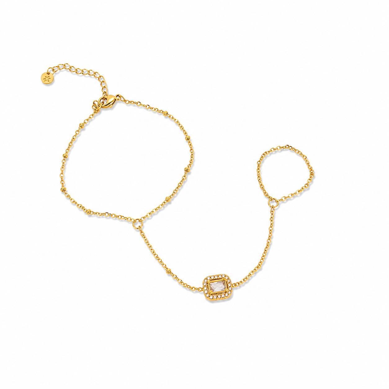Stone Gold Hand Chain (Ring With Bracelet)