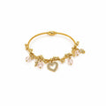Heart Charm Gold Bangle Bracelet