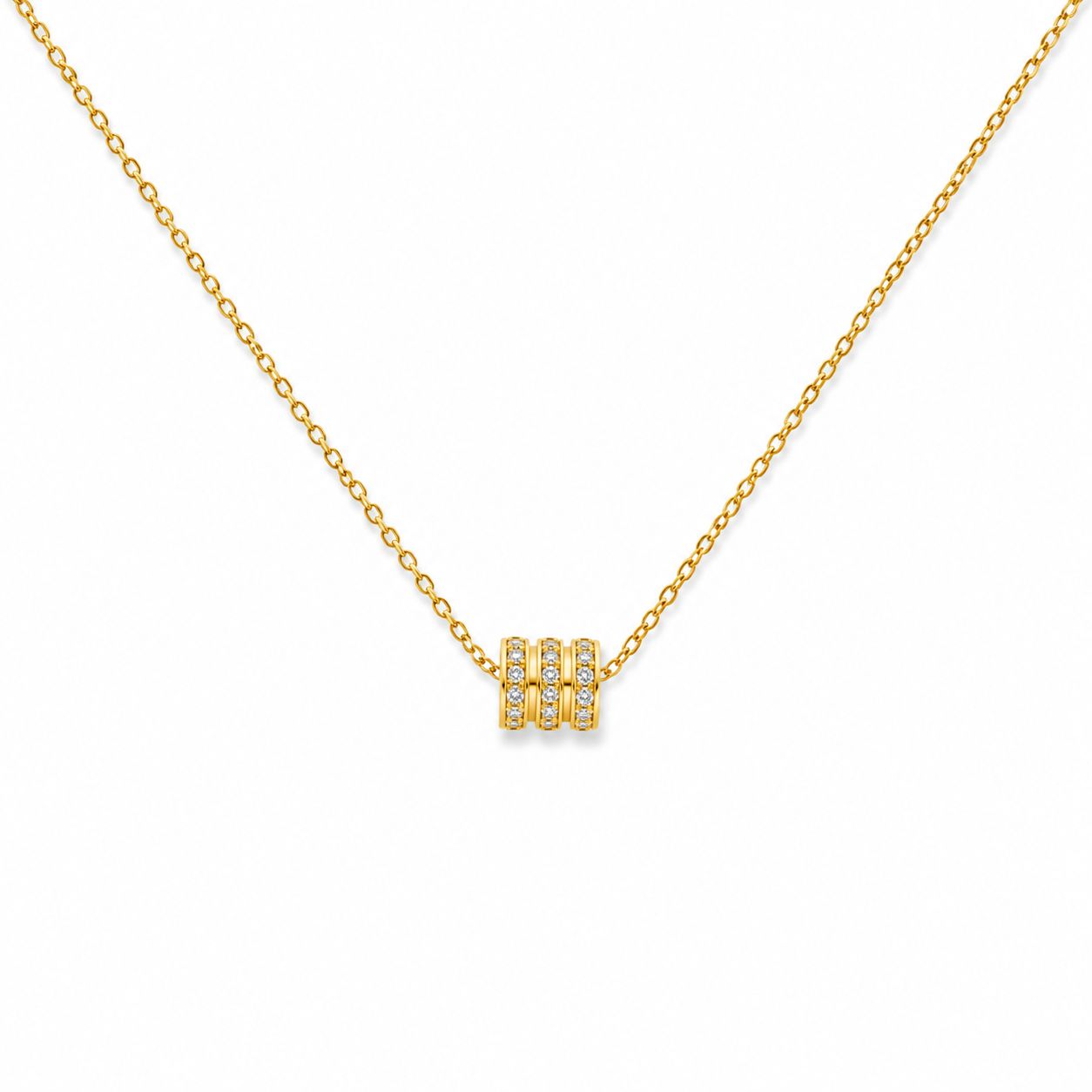 Stone Cylinder Gold Necklace