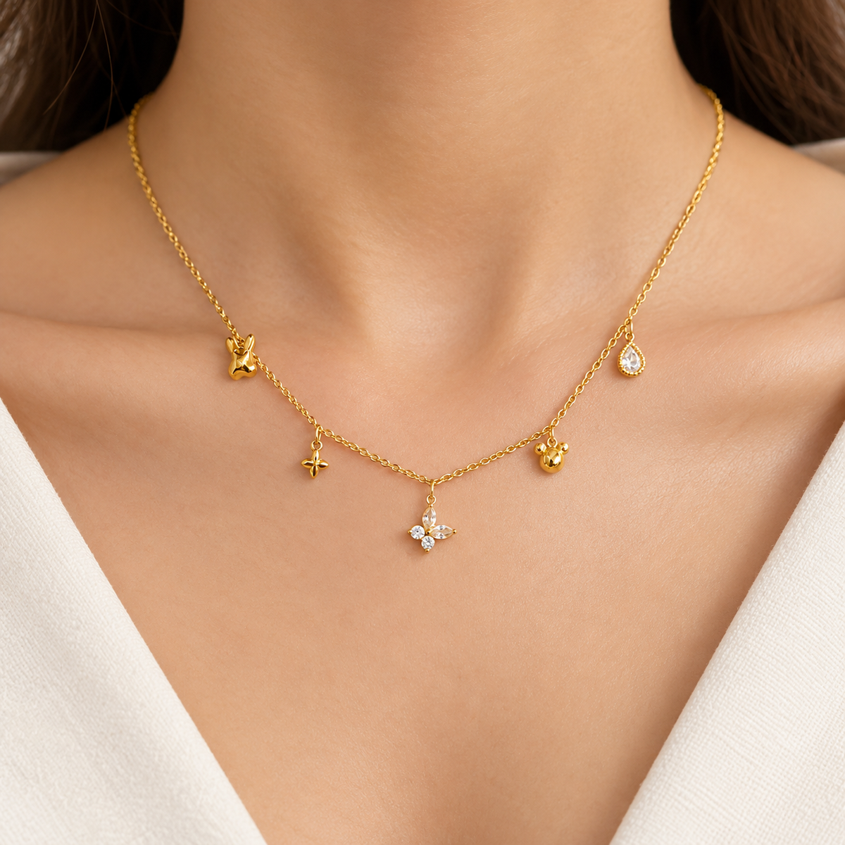 Crystal Butterfly Charms Necklace