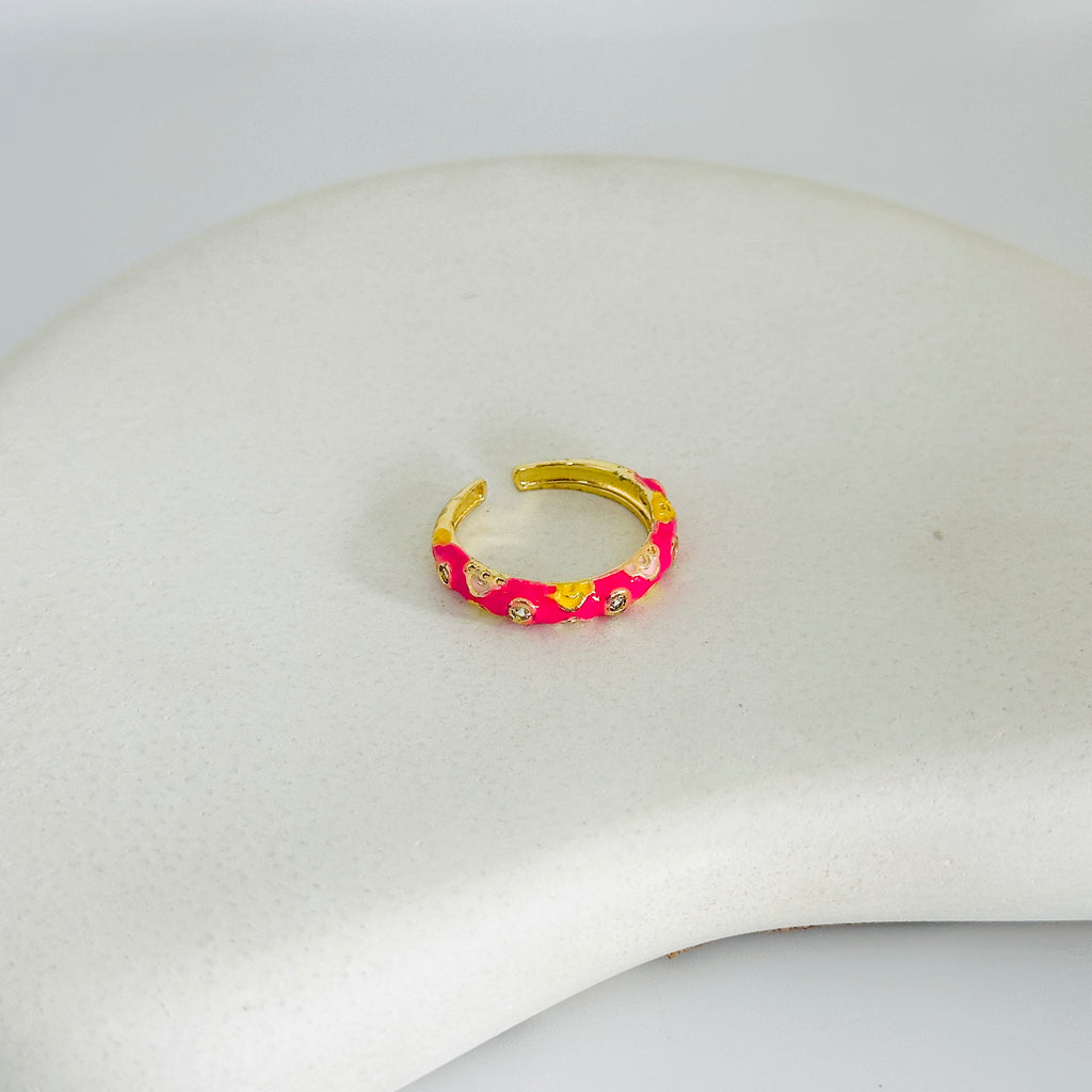 Pink Elegant Stacy Gold Ring (Adjustable size)