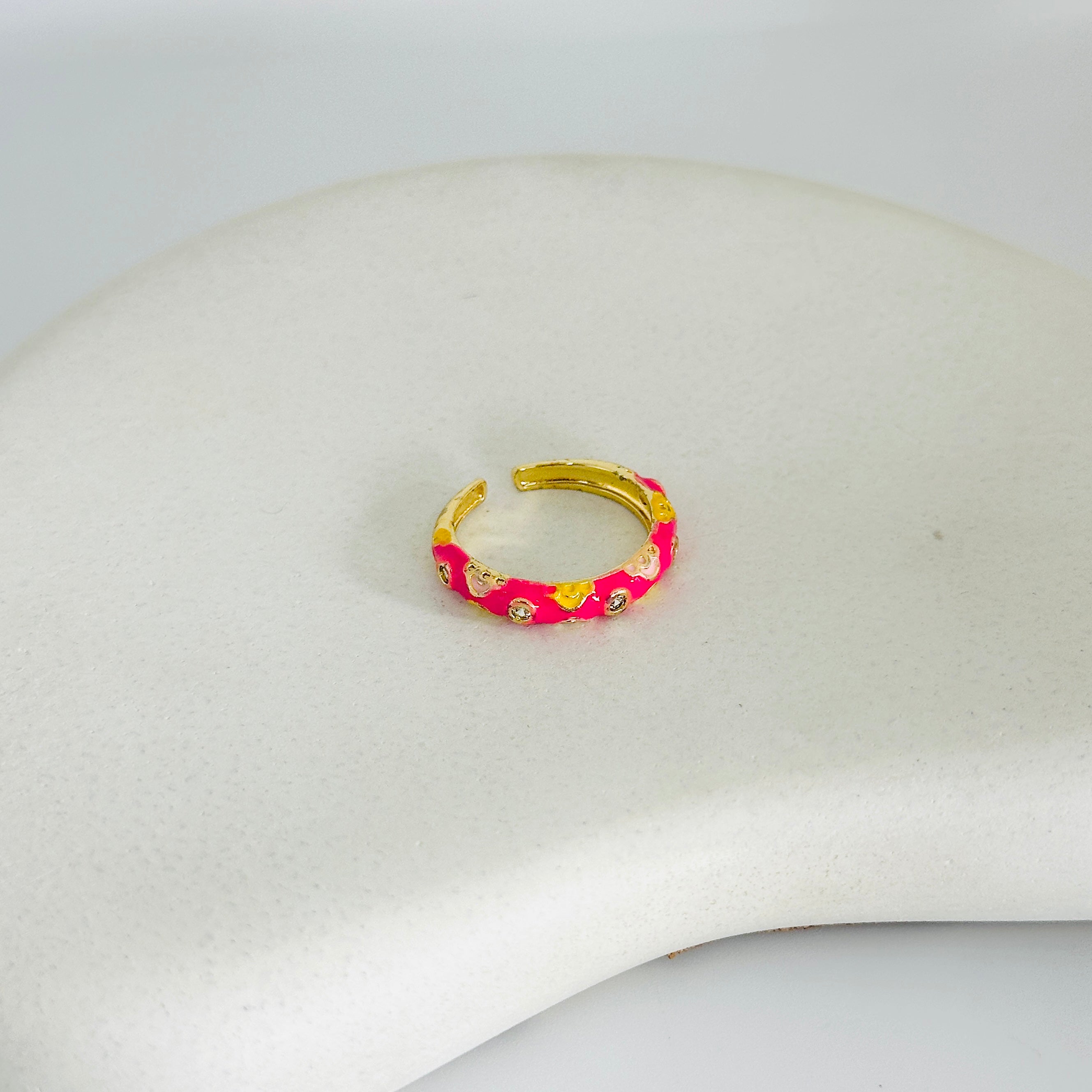 Pink Elegant Stacy Gold Ring (Adjustable size)