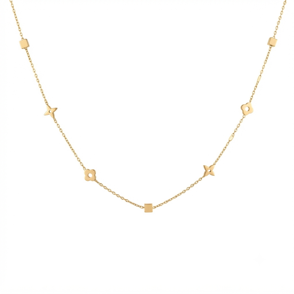 Daisy & Square Necklace