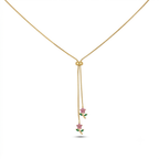 Pink Flower Gold Necklace (Adjustable Size)