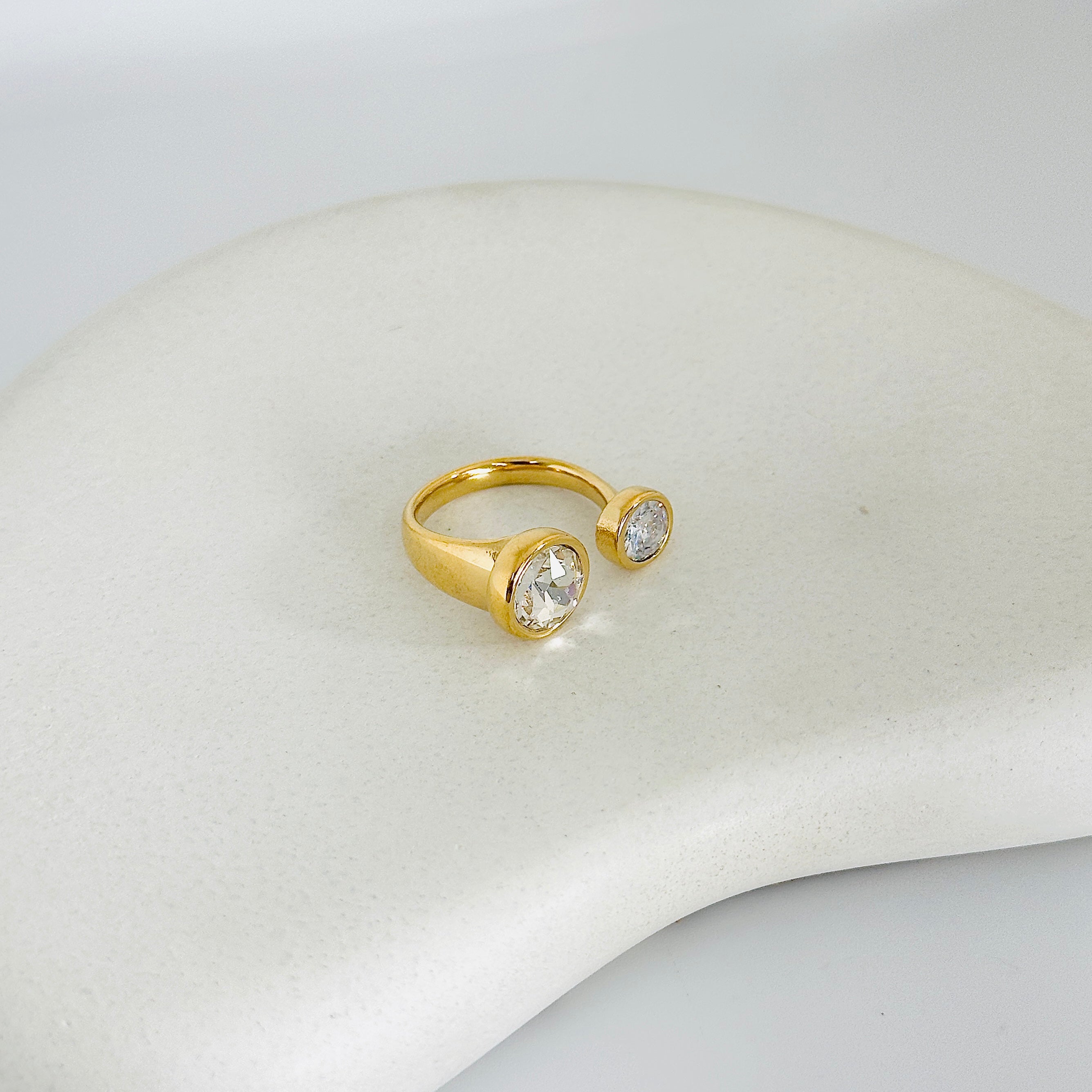 White Norah Stone Gold Ring (Adjustable size)