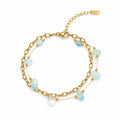 Blue Stone Layered Gold Bracelet