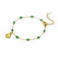 Shell Green Stone Gold Bracelet