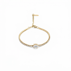 Crystal White Tennis Gold Bracelet