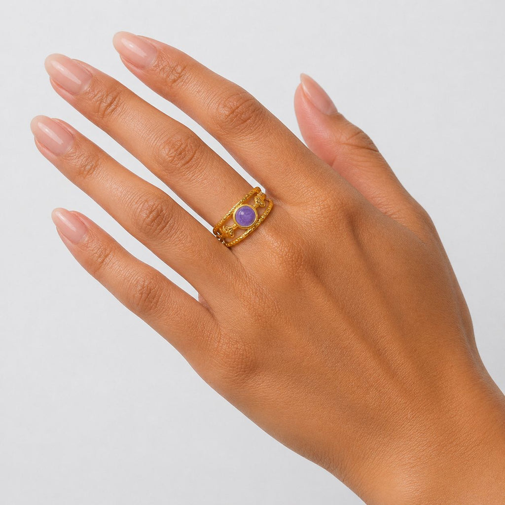 Violet Gold Ring (Adjustable size)