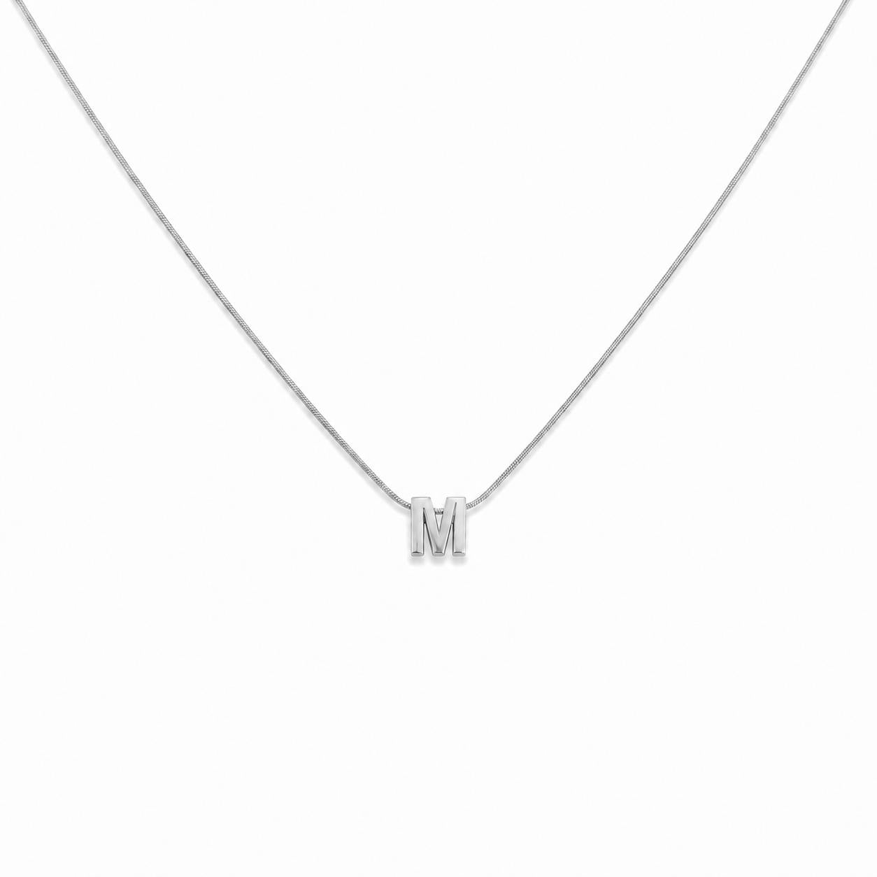 Letter M Silver Necklace