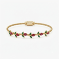 Red Tulip Gold Bangle Bracelet