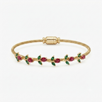 Red Tulip Magnetic Gold Bangle Bracelet