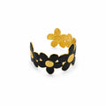 Black Daisy Bangle Bracelet (Adjustable Size)
