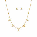 Double Stone Gold Combo Set Earrings And Necklace