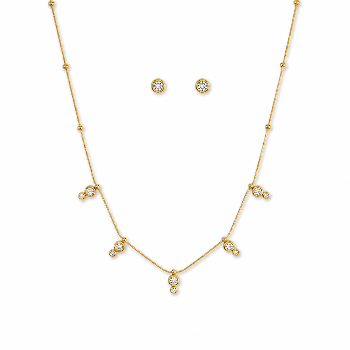 Double Stone Gold Combo Set Earrings And Necklace