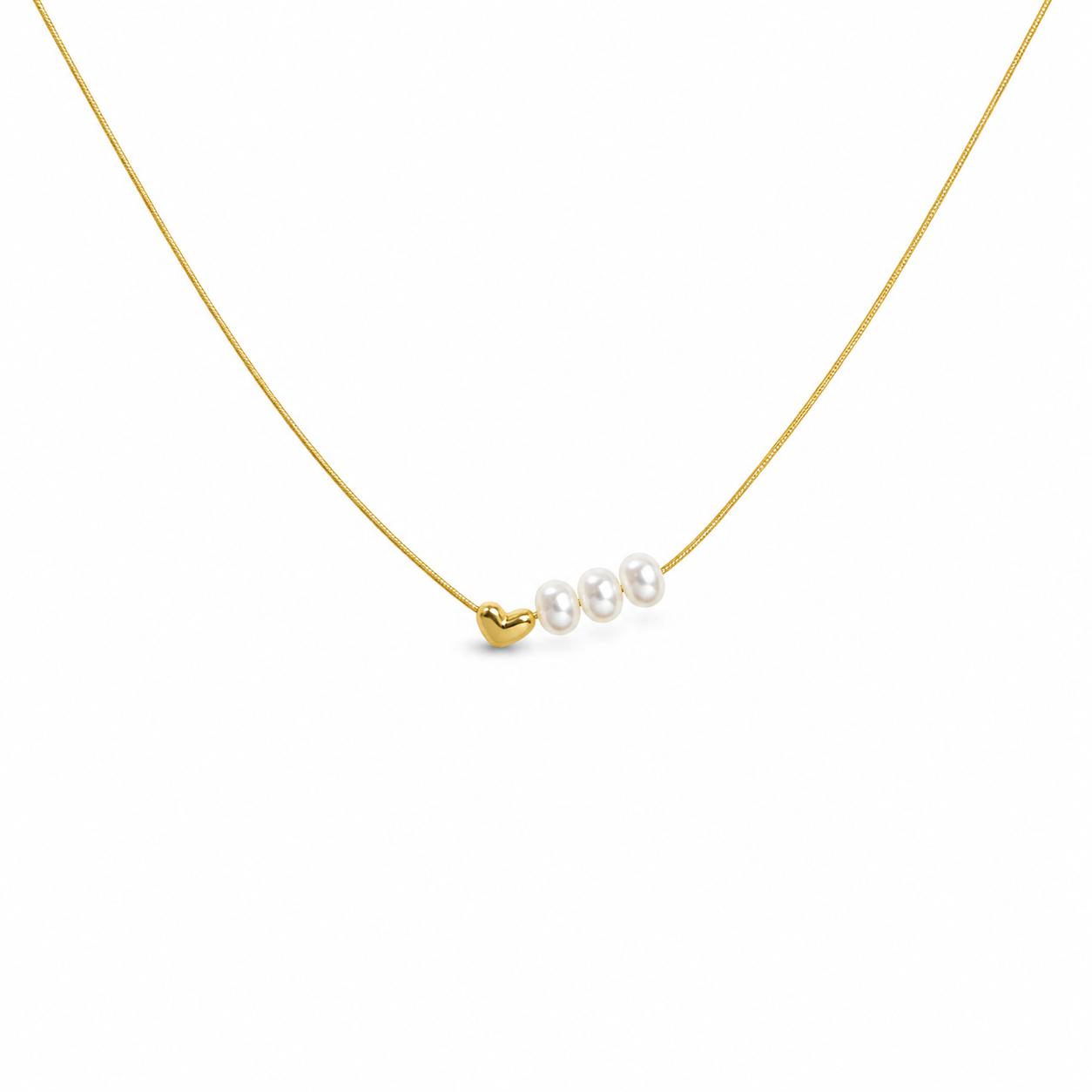 Heart Pearl Gold Necklace