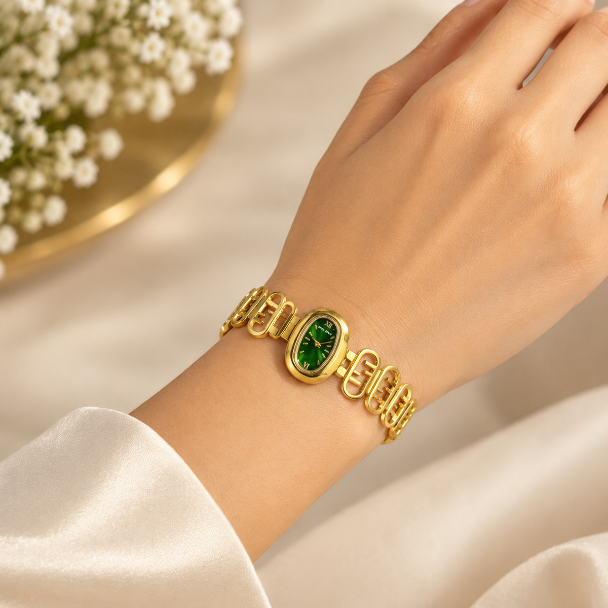 Emerald Oval Dial Watch