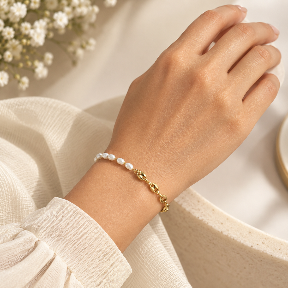 Pearl And Gold Bracelet