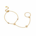 Rombus Stone Gold Hand Chain (Ring With Bracelet)