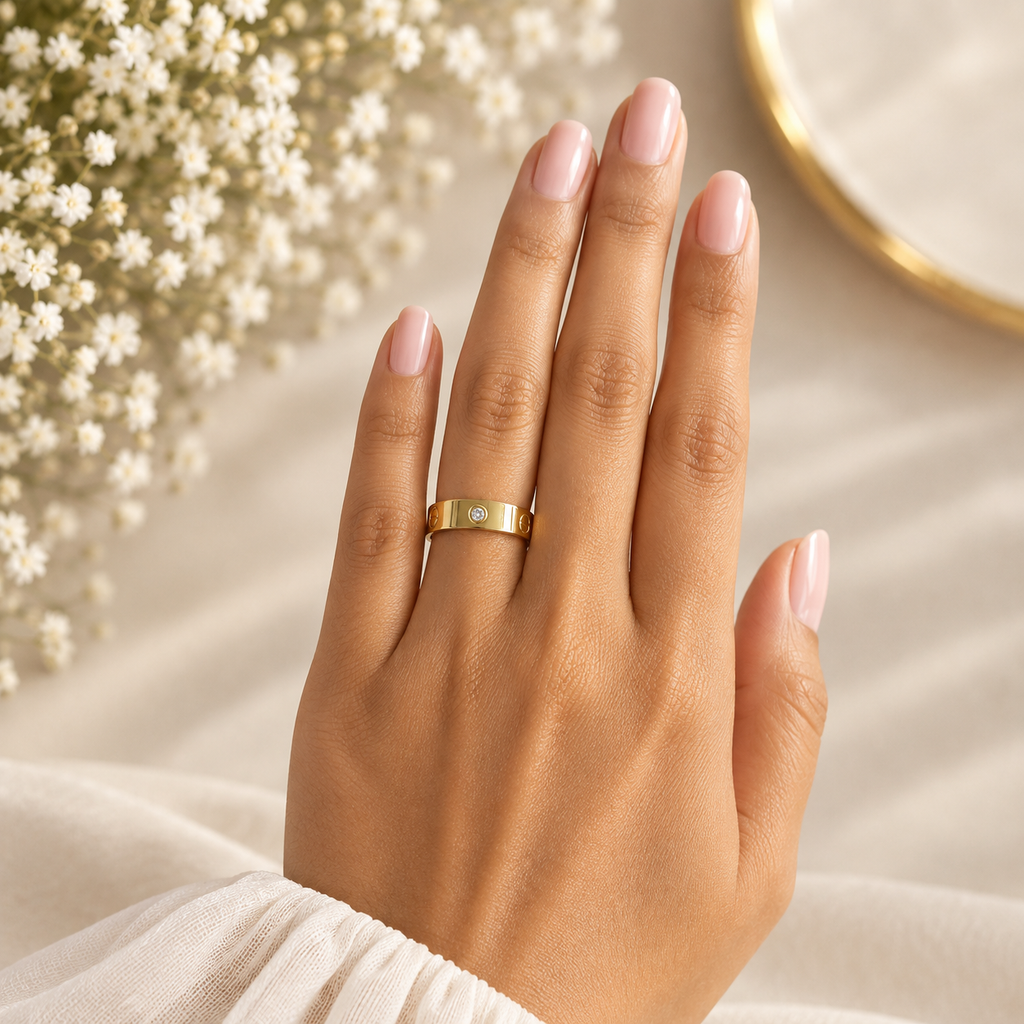 White Stone Gold Ring
