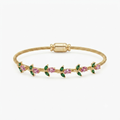Pink Tulip Gold Bangle Bracelet