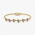 Pink Tulip Magnetic Gold Bangle Bracelet