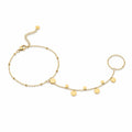 Round Gold Hand Chain (Ring With Bracelet)