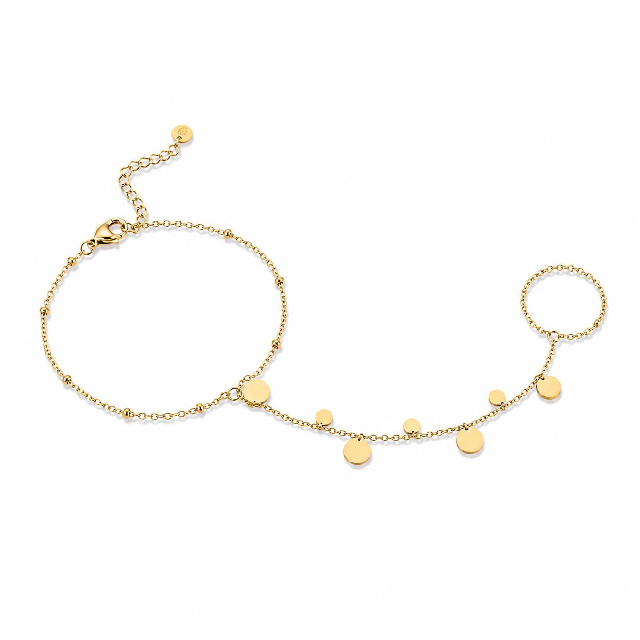 Round Gold Hand Chain (Ring With Bracelet)