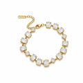 Square Crystal Link Gold Bracelet