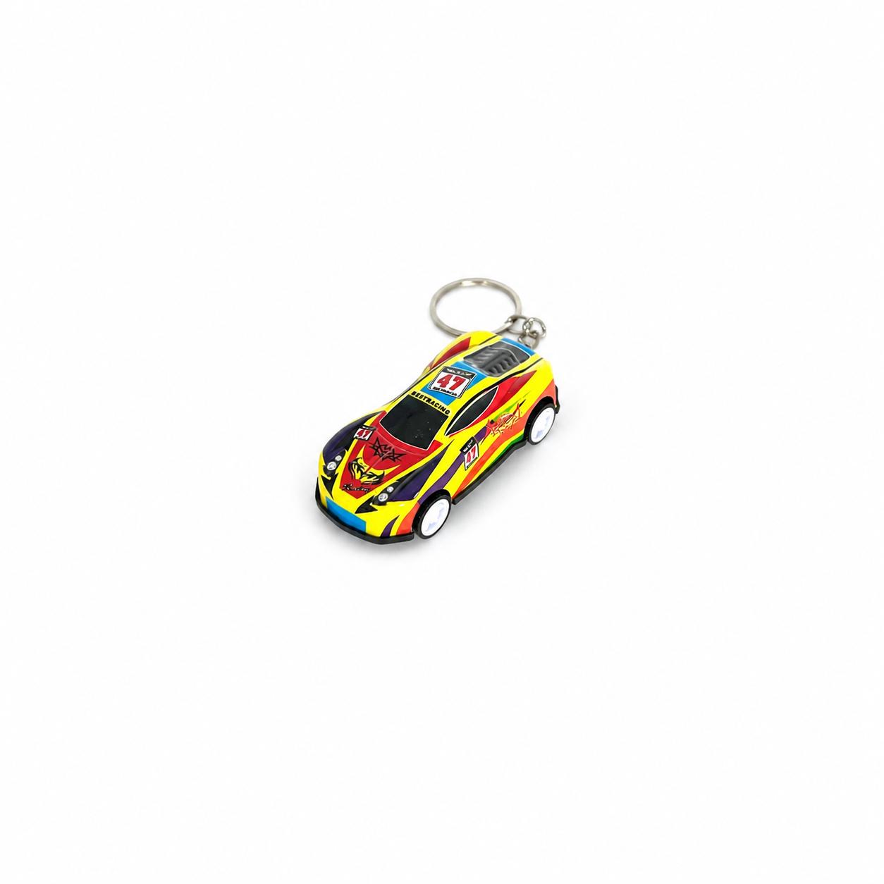 Yellow Racing Car Keychain