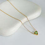 Green Heart Stone Gold Necklace