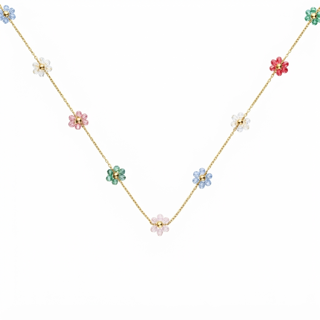 Multicolour Daisy Gold Necklace