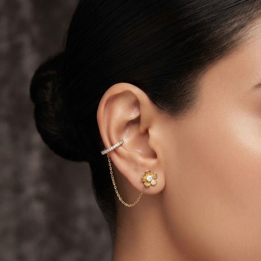 Single Flower Earcuff (Pair)
