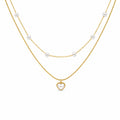 Heart Pearl Layered Gold Necklace