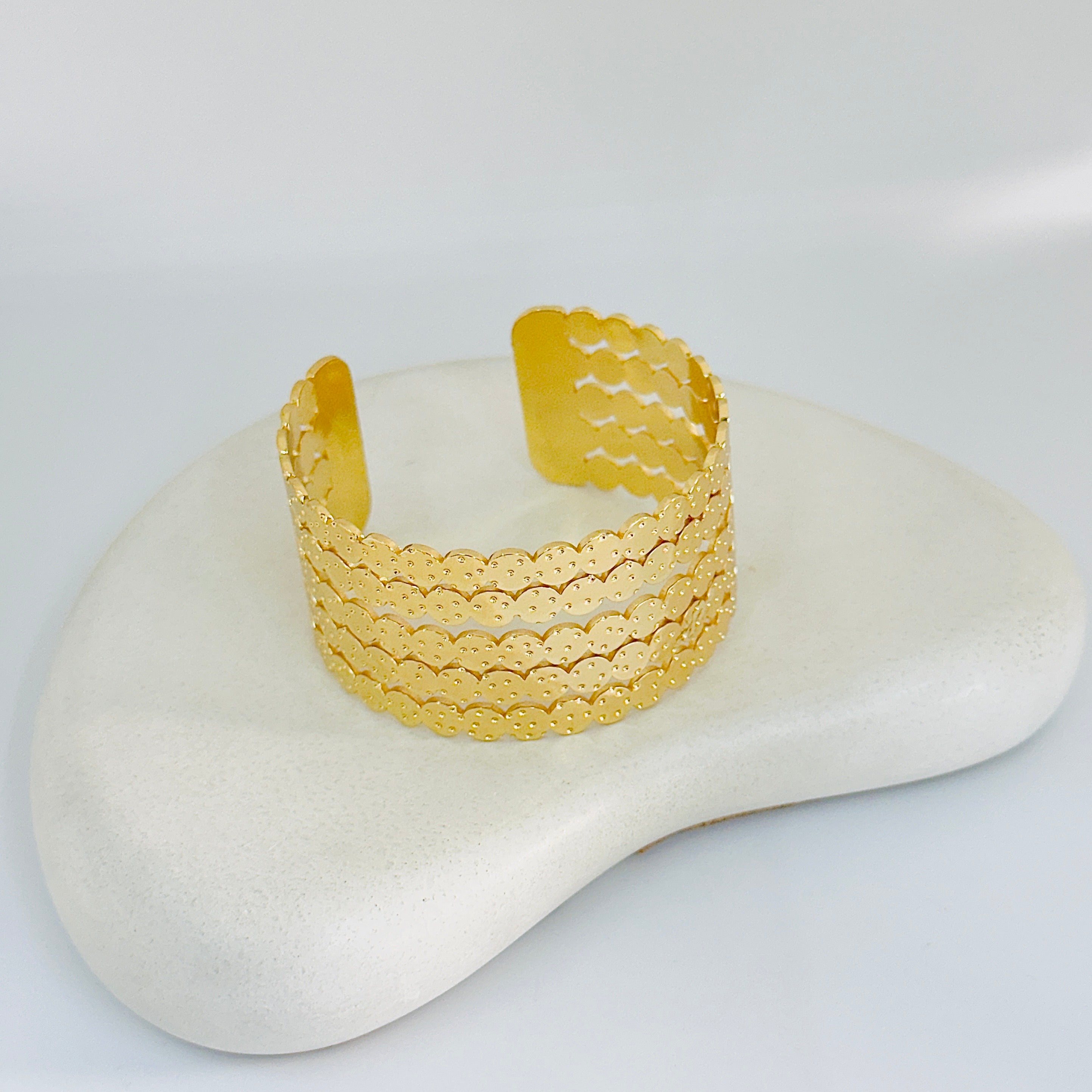 Ava Gold Bangle Bracelet (Adjustable Size)