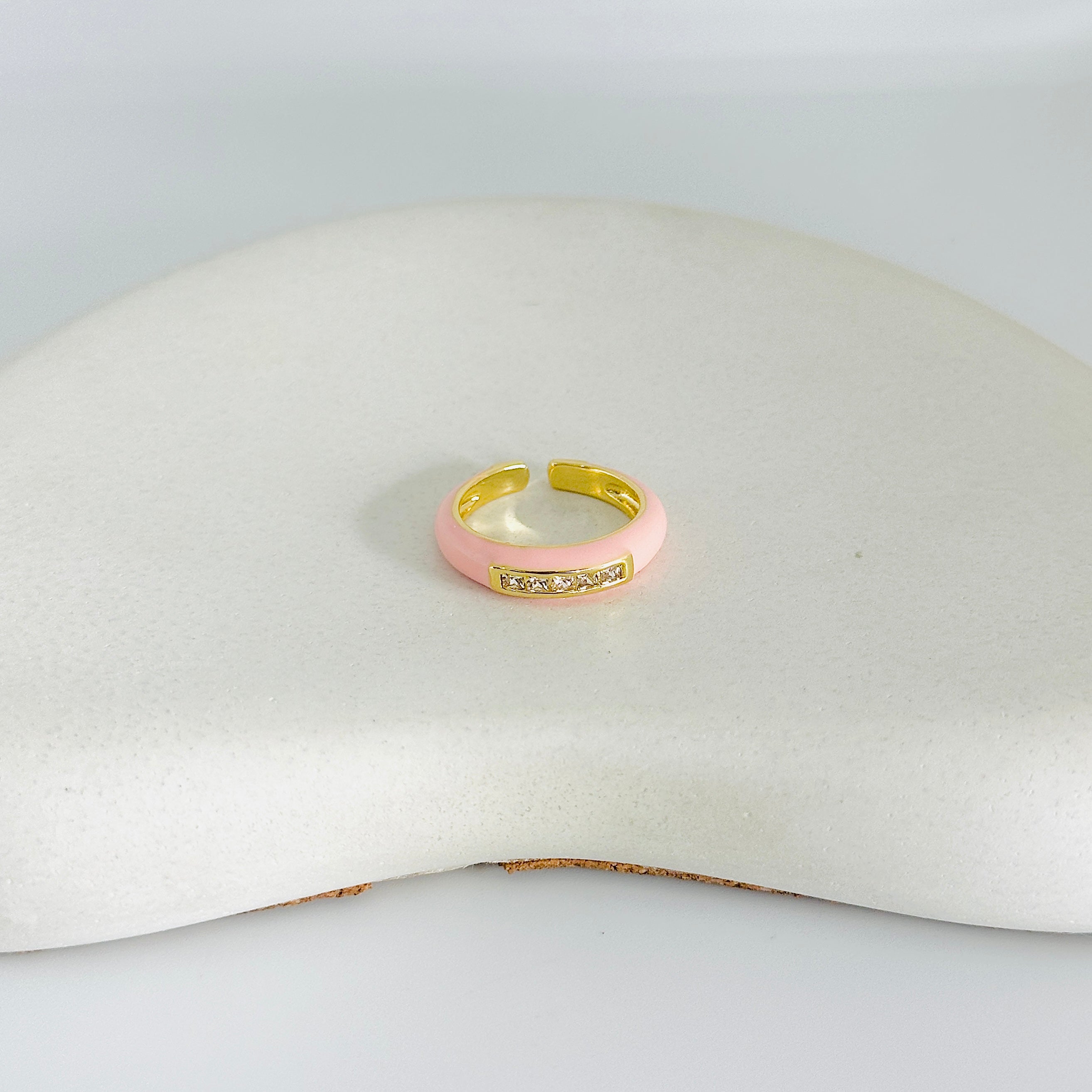 Pink Stacy Gold Ring (Adjustable size)