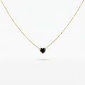 Black Stone Heart Gold Necklace